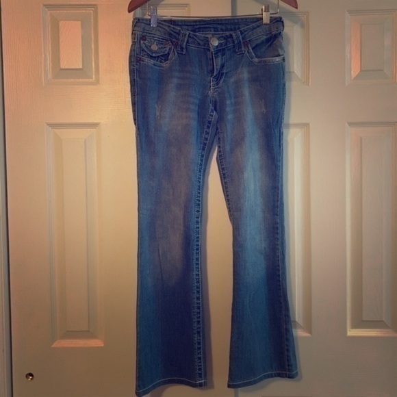 True Religion World Tour Light Wash Flared Jeans Sz 28 - Picture 1 of 7